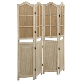 Biombo de 4 paneles tela marrón 140x165 cm de vidaXL, Divisores de ambientes - Ref: Foro24-338591, Precio: 110,36 €, Descuent...