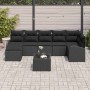 Conjunto de sofá de jardín con cojín 8 pcs Negro Poliratán