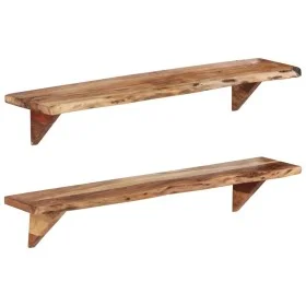 Wall shelves 2 units solid acacia wood 110x20x18 cm by vidaXL, Shelves and shelves - Ref: Foro24-337824, Price: 112,99 €, Dis...