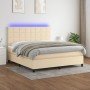 Cama box spring colchón y luces LED tela crema 160x200 cm en Camas y somieres | Comprar online en Foro24