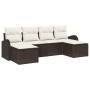 Conjunto de sofá de jardín con cojín 6 pcs Marrón Poliratán