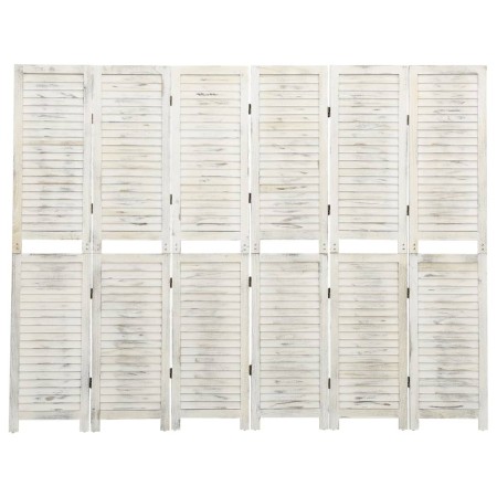 6-Paneel Massivholz Paravent antik weiß 215x166 cm von vidaXL, Raumteiler - Ref: Foro24-338573, Preis: 150,60 €, Rabatt: %