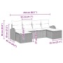 Conjunto de sofá de jardín con cojín 6 pcs Marrón Poliratán