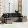 Conjunto de sofá de jardín con cojín 6 pcs Gris Poliratán