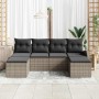 Conjunto de sofá de jardín con cojín 6 pcs Gris Poliratán