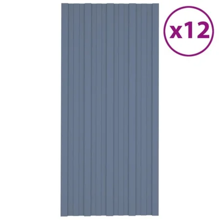 Panel para tejado acero galvanizado gris 12 unidades 100x45 cm de vidaXL, Techo - Ref: Foro24-317213, Precio: 71,14 €, Descue...