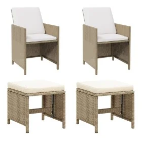 Gartenstühle mit Hockern 2 Einheiten beiges synthetisches Rattan von vidaXL, Gartenstühle - Ref: Foro24-316781, Preis: 171,87...