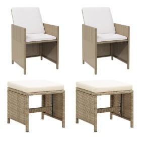 Gartenstühle mit Hockern 2 Einheiten beiges synthetisches Rattan von vidaXL, Gartenstühle - Ref: Foro24-316781, Preis: 173,94...