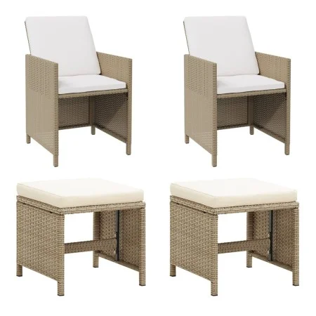 Garden chairs with stools 2 units beige synthetic rattan by vidaXL, Garden chairs - Ref: Foro24-316781, Price: 171,87 €, Disc...