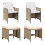 Garden chairs with stools 2 units beige synthetic rattan by vidaXL, Garden chairs - Ref: Foro24-316781, Price: 173,94 €, Disc...