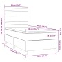 Cama box spring colchón y luces LED tela gris taupe 90x190 cm