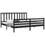 Bed frame with black solid wood headboard 200x200 cm by vidaXL, Beds and slatted bases - Ref: Foro24-3193880, Price: 167,23 €...