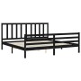 Bed frame with black solid wood headboard 200x200 cm by vidaXL, Beds and slatted bases - Ref: Foro24-3193880, Price: 167,23 €...
