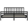 Bed frame with black solid wood headboard 200x200 cm by vidaXL, Beds and slatted bases - Ref: Foro24-3193880, Price: 167,23 €...