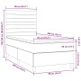 Cama box spring colchón y luces LED tela marrón oscuro 90x200cm
