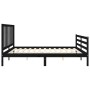 Bed frame with black solid wood headboard 200x200 cm by vidaXL, Beds and slatted bases - Ref: Foro24-3193880, Price: 167,23 €...