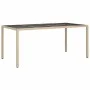 Mesa jardín vidrio templado ratán sintético beige 190x90x75 cm de vidaXL, Mesas de jardín - Ref: Foro24-316717, Precio: 139,1...