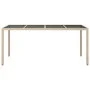 Mesa jardín vidrio templado ratán sintético beige 190x90x75 cm de vidaXL, Mesas de jardín - Ref: Foro24-316717, Precio: 139,1...