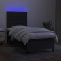 Cama box spring colchón y luces LED tela negro 100x200 cm