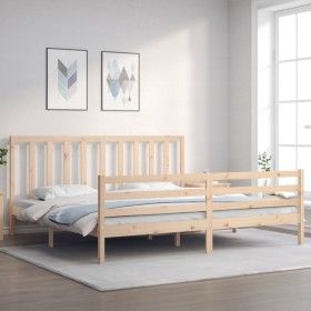 Estructura de cama con cabecero madera maciza 200x200 cm de vidaXL, Camas y somieres - Ref: Foro24-3193811, Precio: 143,51 €,...