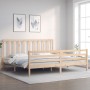 Bed frame with solid wood headboard 200x200 cm by vidaXL, Beds and slatted bases - Ref: Foro24-3193811, Price: 143,51 €, Disc...