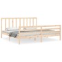 Bed frame with solid wood headboard 200x200 cm by vidaXL, Beds and slatted bases - Ref: Foro24-3193811, Price: 143,51 €, Disc...