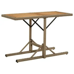 Garden table solid acacia wood and beige synthetic rattan by vidaXL, Garden tables - Ref: Foro24-316801, Price: 64,66 €, Disc...