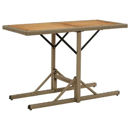 Garden table solid acacia wood and beige synthetic rattan by vidaXL, Garden tables - Ref: Foro24-316801, Price: 64,66 €, Disc...