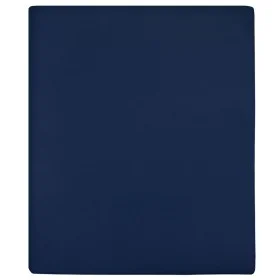 Sábana bajera jersey algodón azul marino 140x200 cm de vidaXL, Sábanas - Ref: Foro24-136234, Precio: 16,00 €, Descuento: %