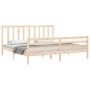Bed frame with solid wood headboard 200x200 cm by vidaXL, Beds and slatted bases - Ref: Foro24-3193811, Price: 143,51 €, Disc...