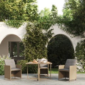 Gartentisch aus synthetischem Rattan und beigem Glas 109x107x74 cm von vidaXL, Gartentische - Ref: Foro24-316789, Preis: 128,...