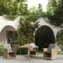 Gartentisch aus synthetischem Rattan und beigem Glas 109x107x74 cm von vidaXL, Gartentische - Ref: Foro24-316789, Preis: 126,...