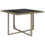 Garden table made of synthetic rattan and beige glass 109x107x74 cm by vidaXL, Garden tables - Ref: Foro24-316789, Price: 128...