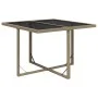 Garden table made of synthetic rattan and beige glass 109x107x74 cm by vidaXL, Garden tables - Ref: Foro24-316789, Price: 126...