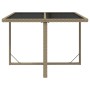 Garden table made of synthetic rattan and beige glass 109x107x74 cm by vidaXL, Garden tables - Ref: Foro24-316789, Price: 128...