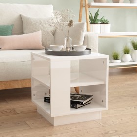 Mesa de centro madera contrachapada blanco brillo 40x40x43cm