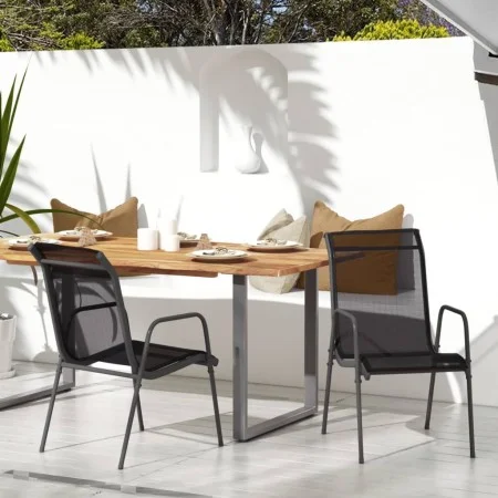 Gartenstühle 2 Einheiten aus Stahl und schwarzem Textilene von vidaXL, Gartenstühle - Ref: Foro24-316817, Preis: 82,59 €, Rab...