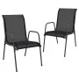 Gartenstühle 2 Einheiten aus Stahl und schwarzem Textilene von vidaXL, Gartenstühle - Ref: Foro24-316817, Preis: 82,59 €, Rab...
