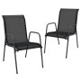 Gartenstühle 2 Einheiten aus Stahl und schwarzem Textilene von vidaXL, Gartenstühle - Ref: Foro24-316817, Preis: 77,50 €, Rab...