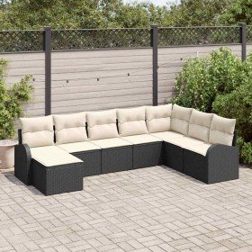 Conjunto de sofá de jardín con cojín 8 pcs Negro Poliratán en Conjuntos de jardín | Comprar online en Foro24