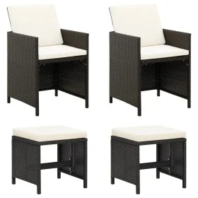 Garden chair and stool set 4 pieces black PE rattan by vidaXL, Garden chairs - Ref: Foro24-316751, Price: 168,19 €, Discount: %