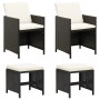 Gartenstuhl- und Hocker-Set 4-teilig aus schwarzem PE-Rattan von vidaXL, Gartenstühle - Ref: Foro24-316751, Preis: 170,78 €, ...