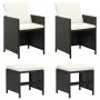 Gartenstuhl- und Hocker-Set 4-teilig aus schwarzem PE-Rattan von vidaXL, Gartenstühle - Ref: Foro24-316751, Preis: 168,19 €, ...