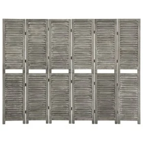 Biombo de 6 paneles de madera maciza gris 214x166 cm de vidaXL, Divisores de ambientes - Ref: Foro24-338577, Precio: 125,44 €...