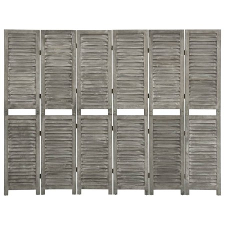 Gray solid wood 6-panel screen 214x166 cm by vidaXL, Room dividers - Ref: Foro24-338577, Price: 126,54 €, Discount: %