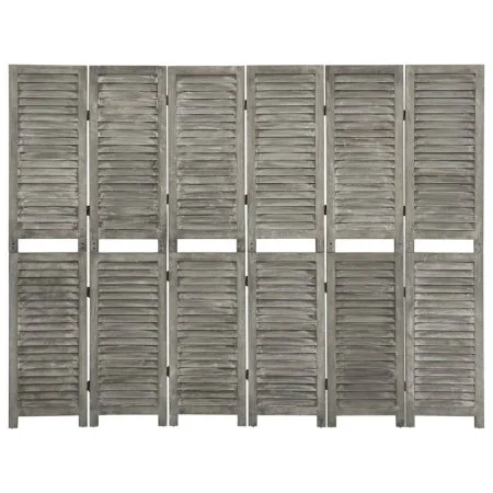 Gray solid wood 6-panel screen 214x166 cm by vidaXL, Room dividers - Ref: Foro24-338577, Price: 125,44 €, Discount: %