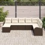 Conjunto de sofá de jardín con cojín 8 pcs Marrón Poliratán