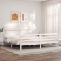 Weißer Massivholzbettrahmen mit Kopfteil 200x200 cm von vidaXL, Betten und Lattenroste - Ref: Foro24-3195112, Preis: 153,20 €...