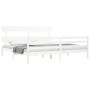 White solid wood bed frame with headboard 200x200 cm by vidaXL, Beds and slatted bases - Ref: Foro24-3195112, Price: 153,39 €...