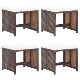 Garden stools 4 units with brown synthetic rattan cushions by vidaXL, Garden chairs - Ref: Foro24-316778, Price: 88,43 €, Dis...